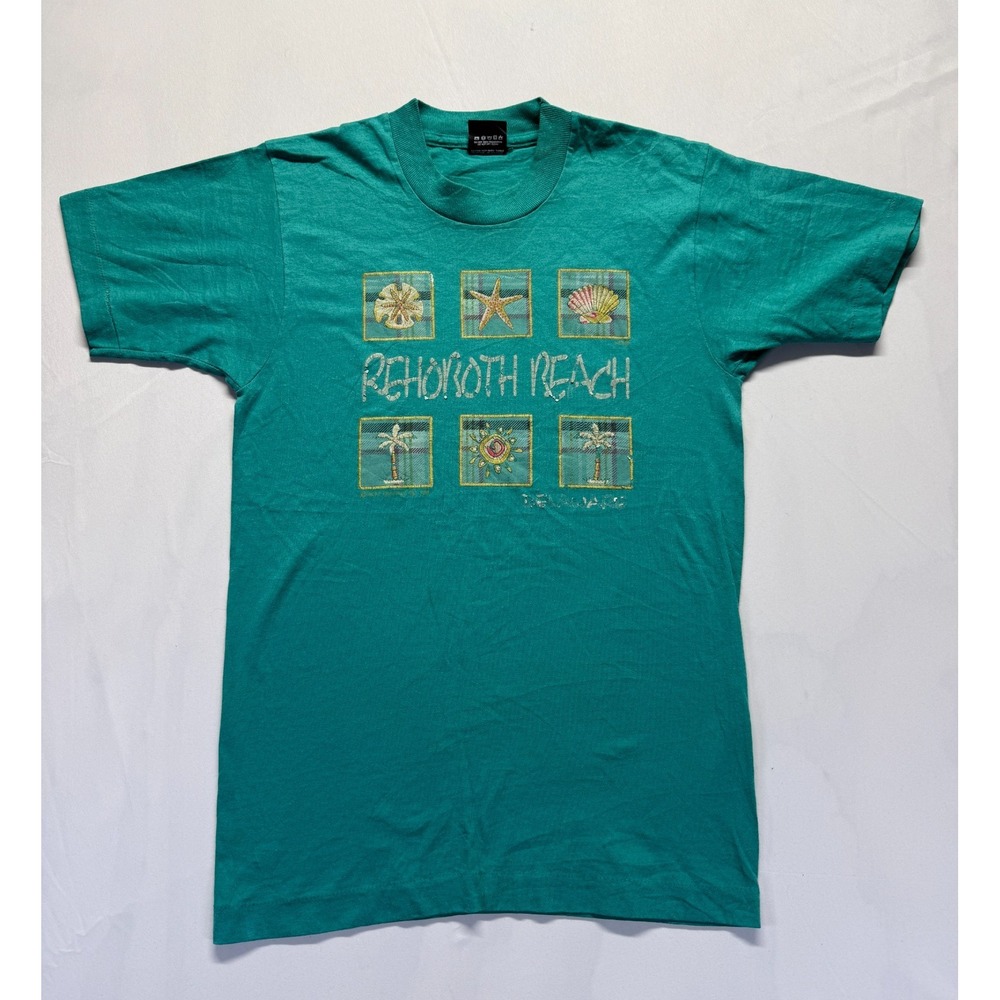 Vintage Screen Stars T Shirt Mens Small Teal Green Rehoboth Beach Single Stitch